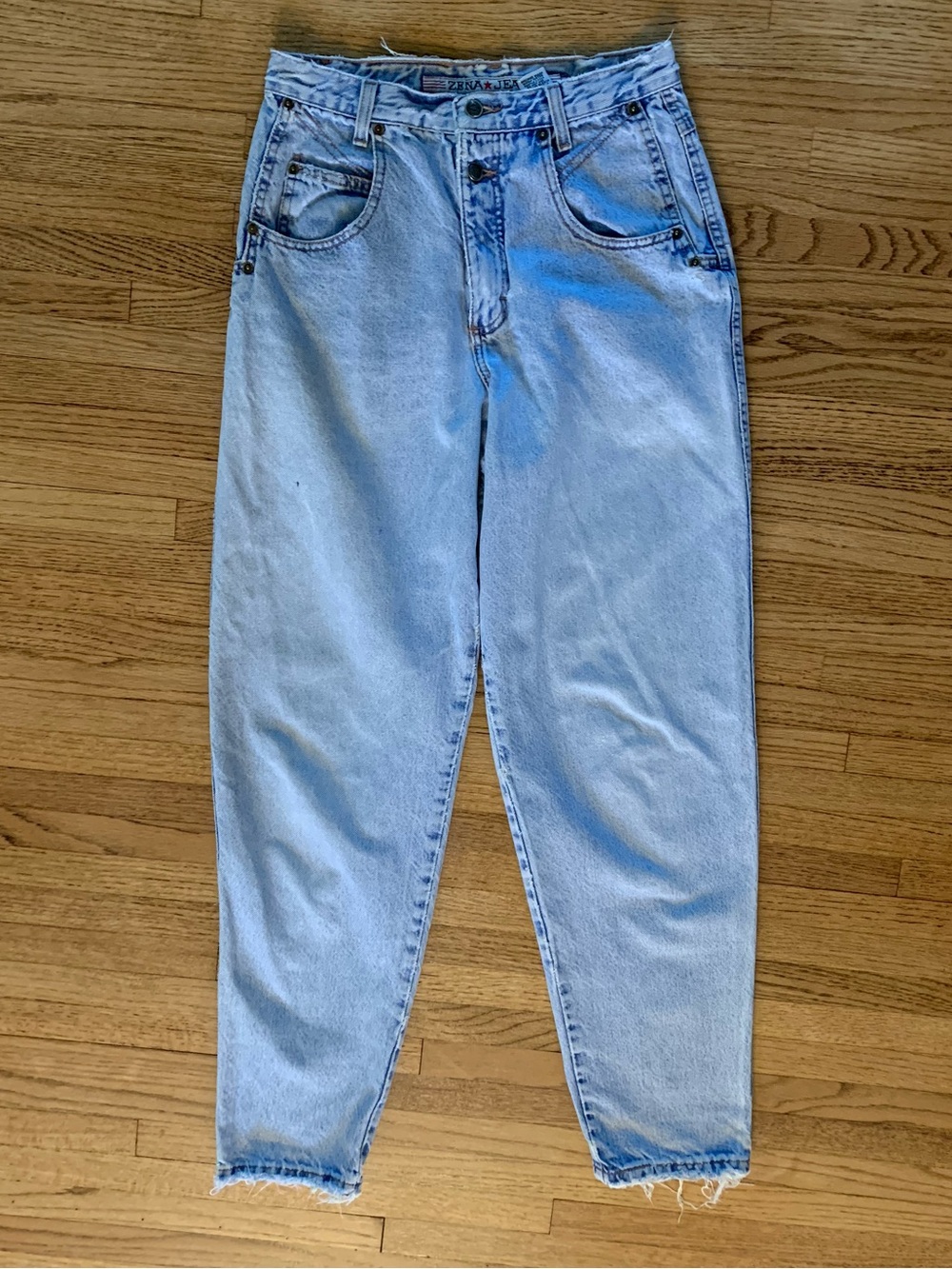 Vtg 90s Zena High Waisted Thrashed Mom Jeans Made in USA Sz 10 Fits 27 28 - Picture 2 of 16